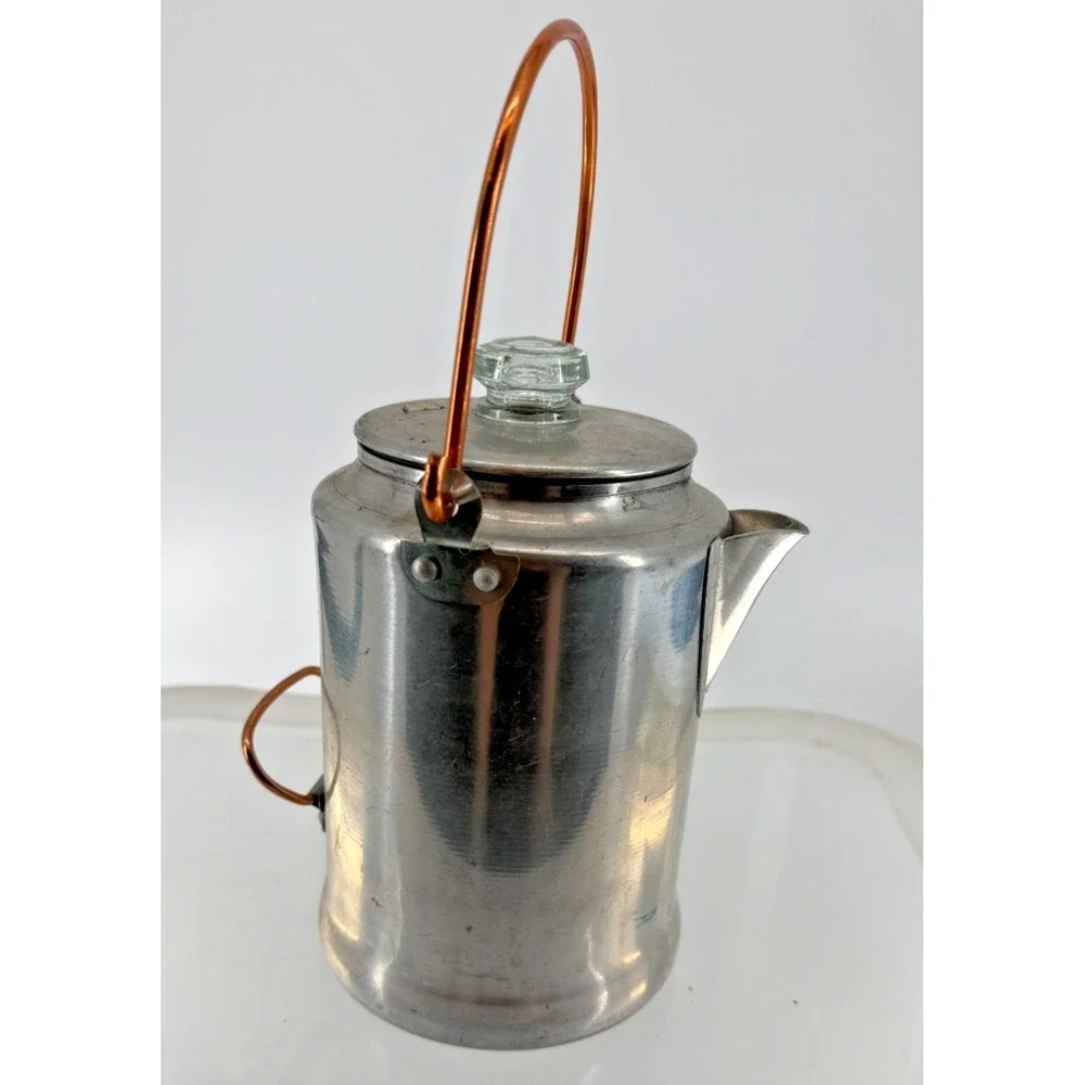 Vtg Comet 9 Cup Coffee Pot Percolator Bail Handle Stove Top Aluminum Campfire